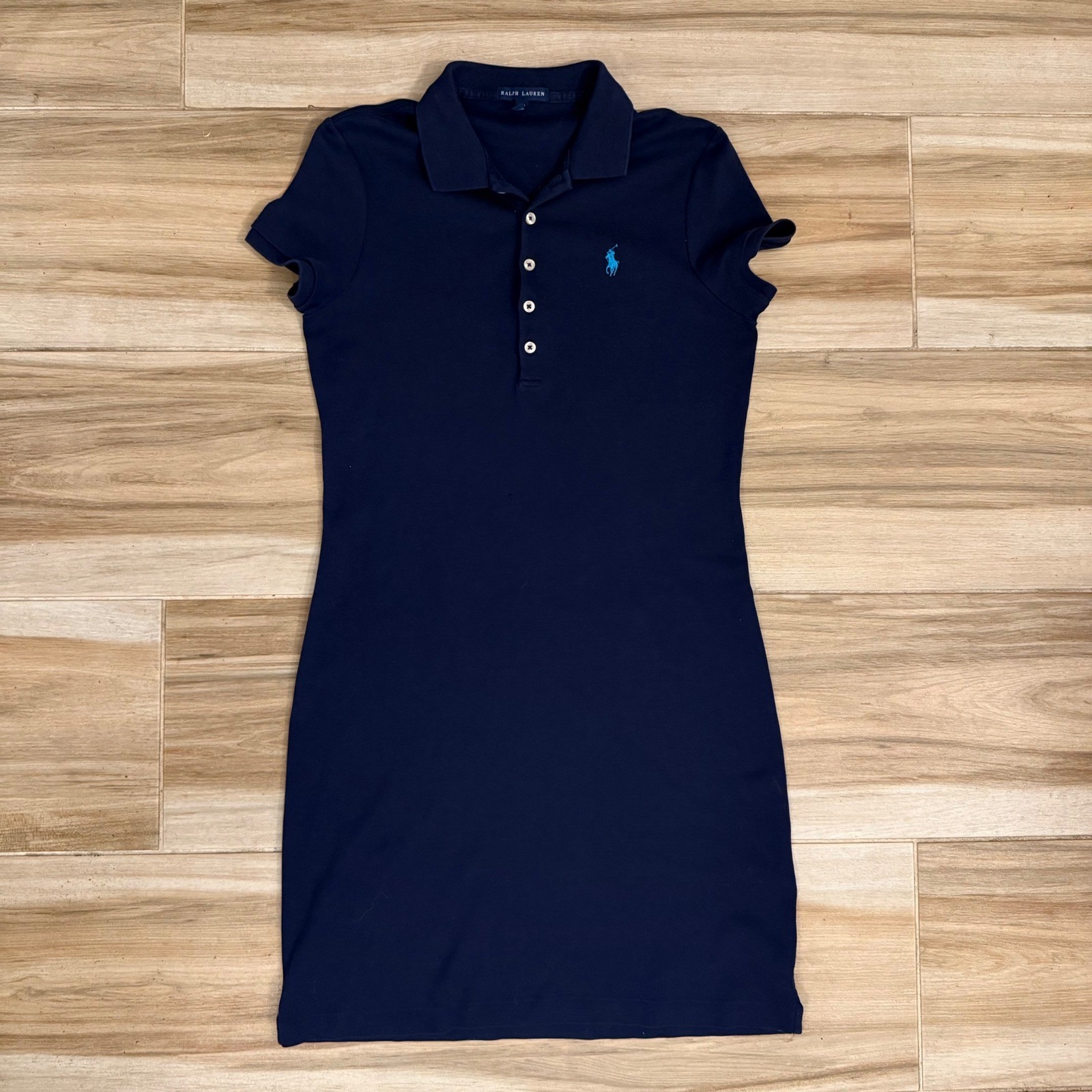 Vintage Polo Ralph Lauren Mini Polo Dress Navy Pique Knit Preppy Size Medium