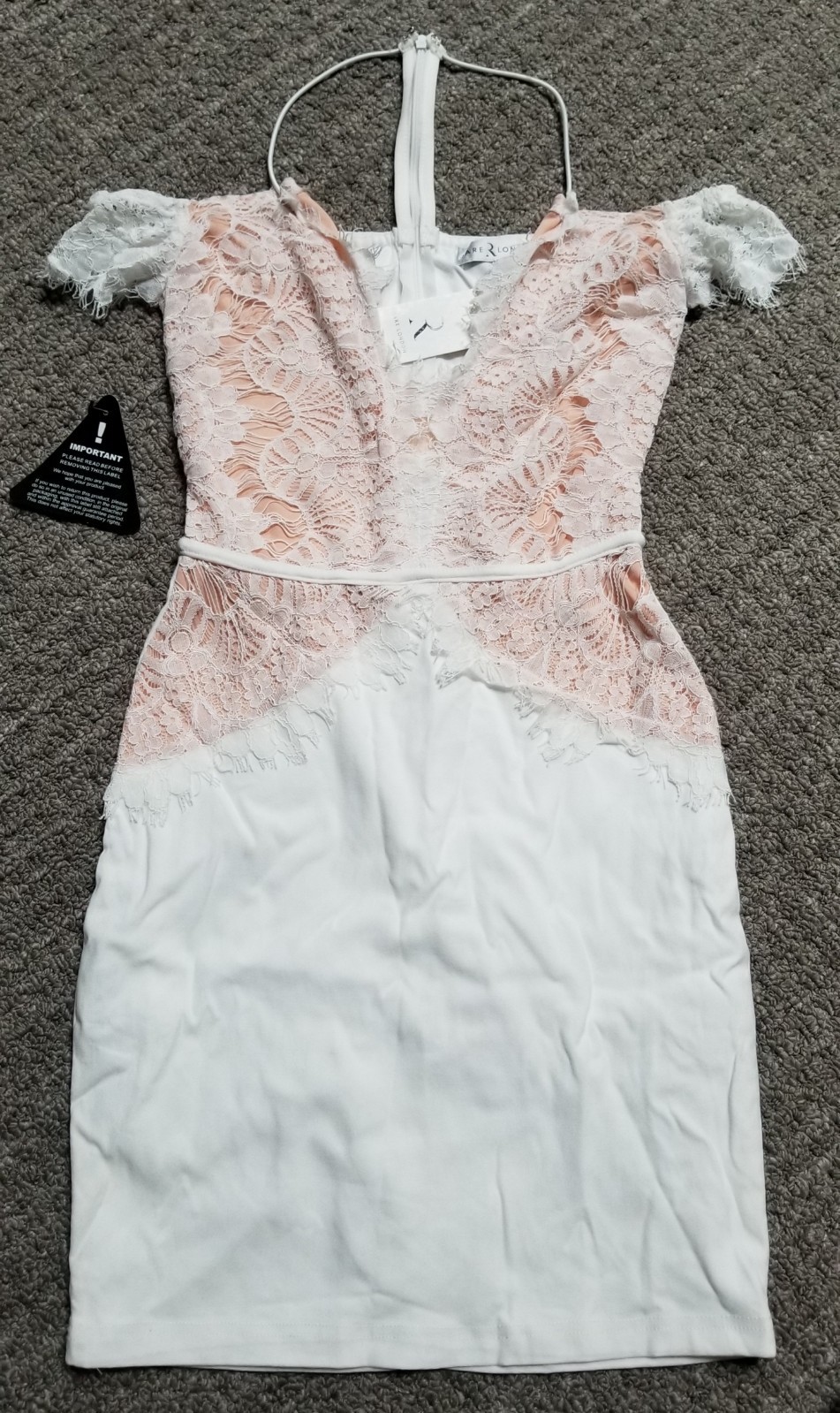 Brand New RARE LONDON Off Shoulder Scallop White Lace Mini Dress – Sz UK 8/US 4