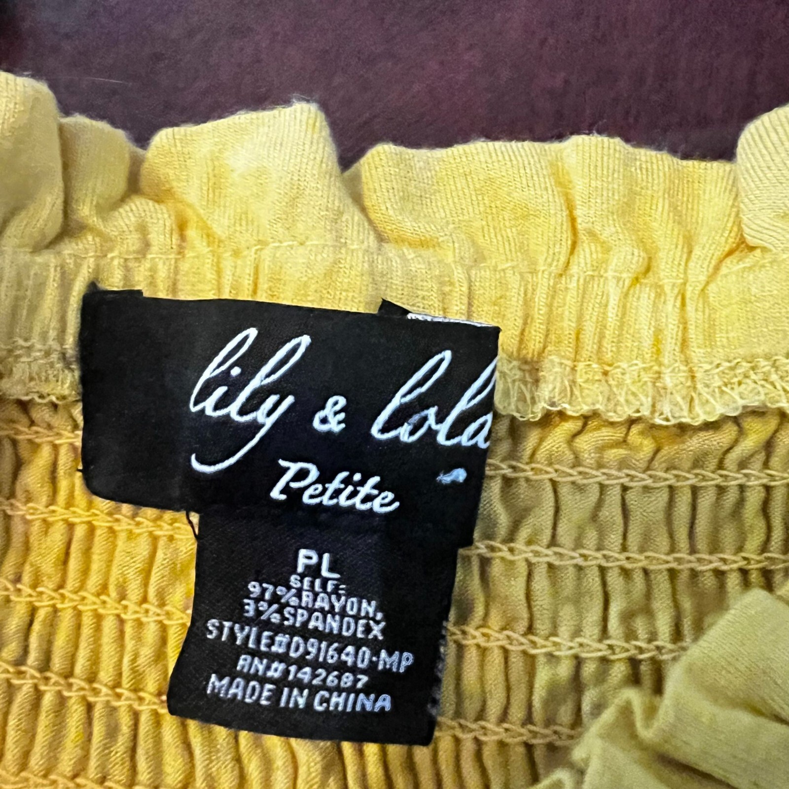 Lily & Lola Petite Yellow Off-Shoulder Midi Dress PL Rayon Spandex Blend
