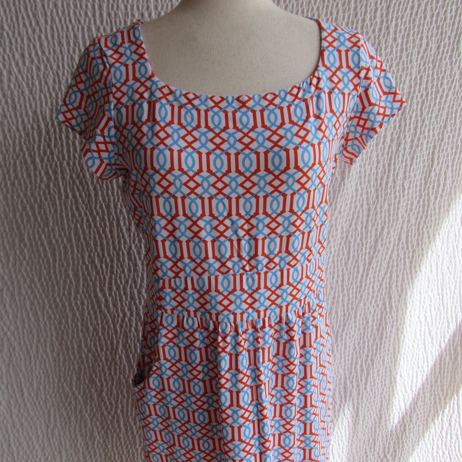 J. McLaughlin Dress M 2 Bundle Blue Green Short Slv Pockets Catalina Cloth