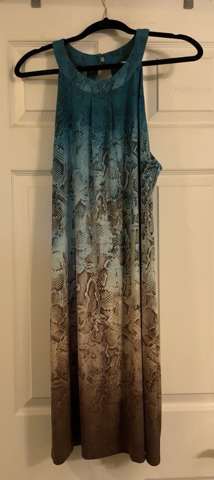 White House Black Market Size Large Halter Dress Ombre Python Print Cut Out NWT