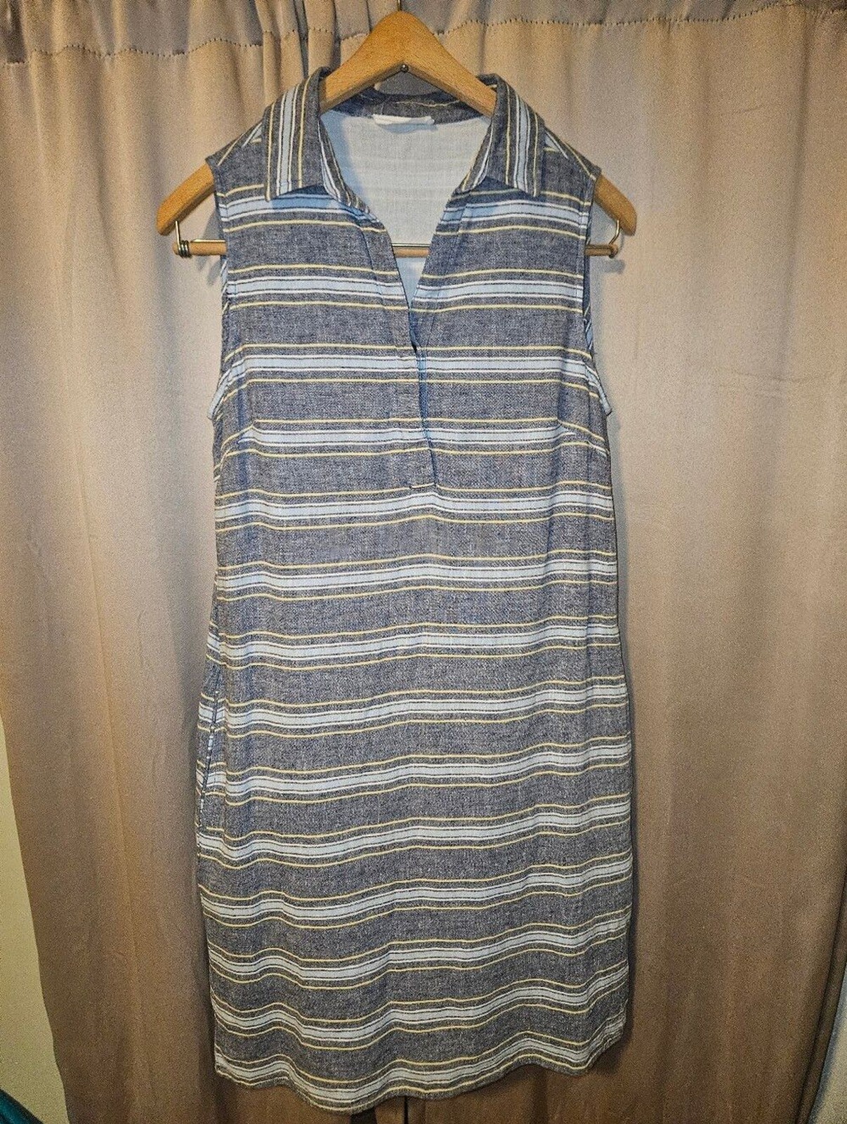 beachlunchlounge Light Gray Linen And Cotton Blend Beachy Vacation Dress