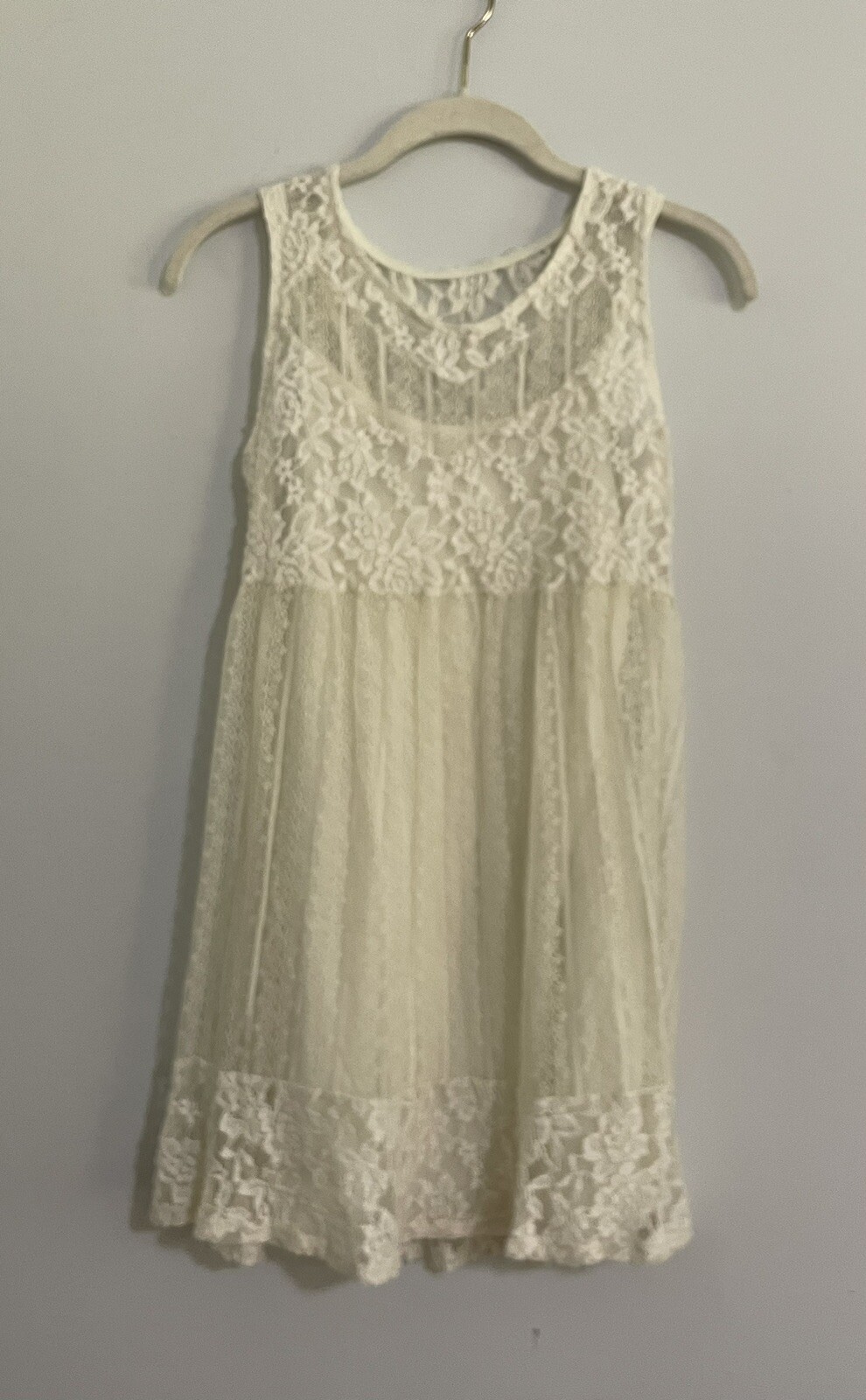 🌷 Limelush Women’s Lace Lined CREAM Dress Size S Small