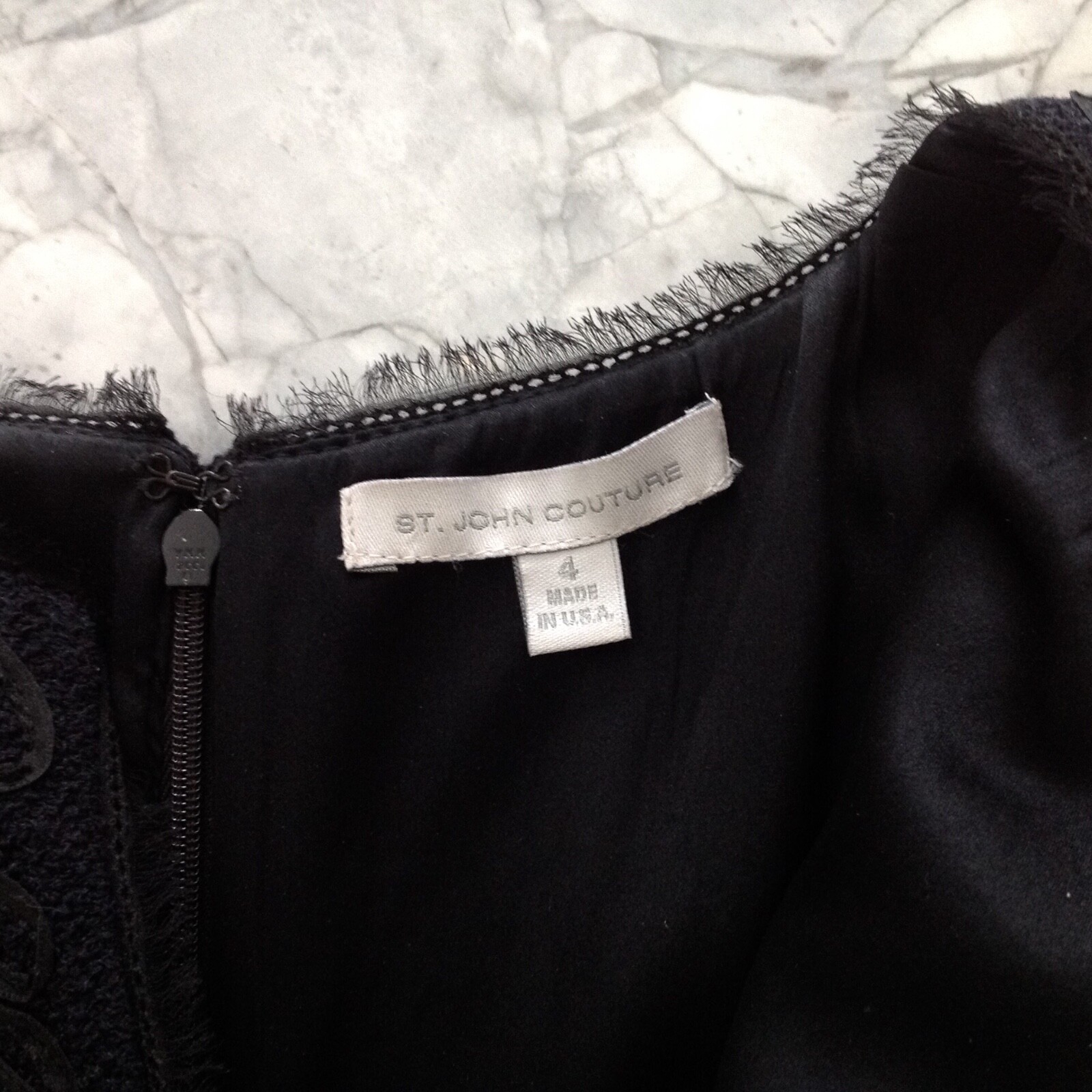 St. John Couture Excellent Condition Gorgeous Dress Black Knit Size 4 Small