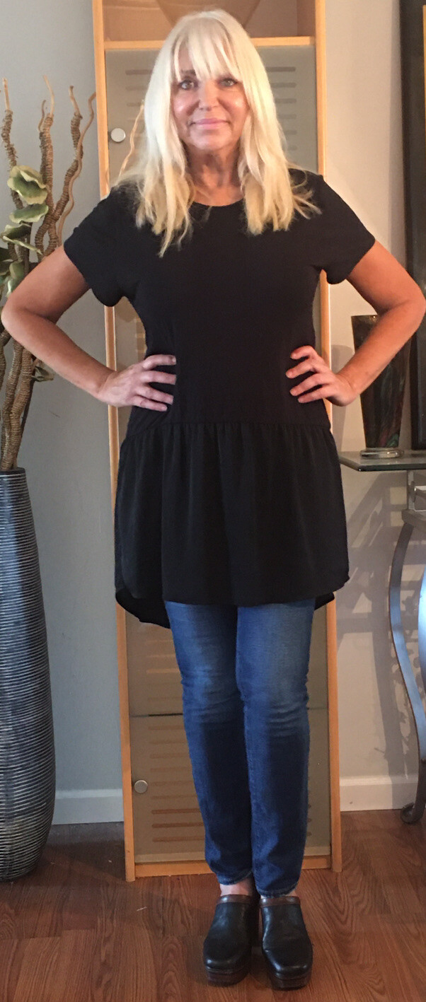 Anthropologie Dolan Tunic Dress Black Asymmetrical Blended Fabric Layered SZ L