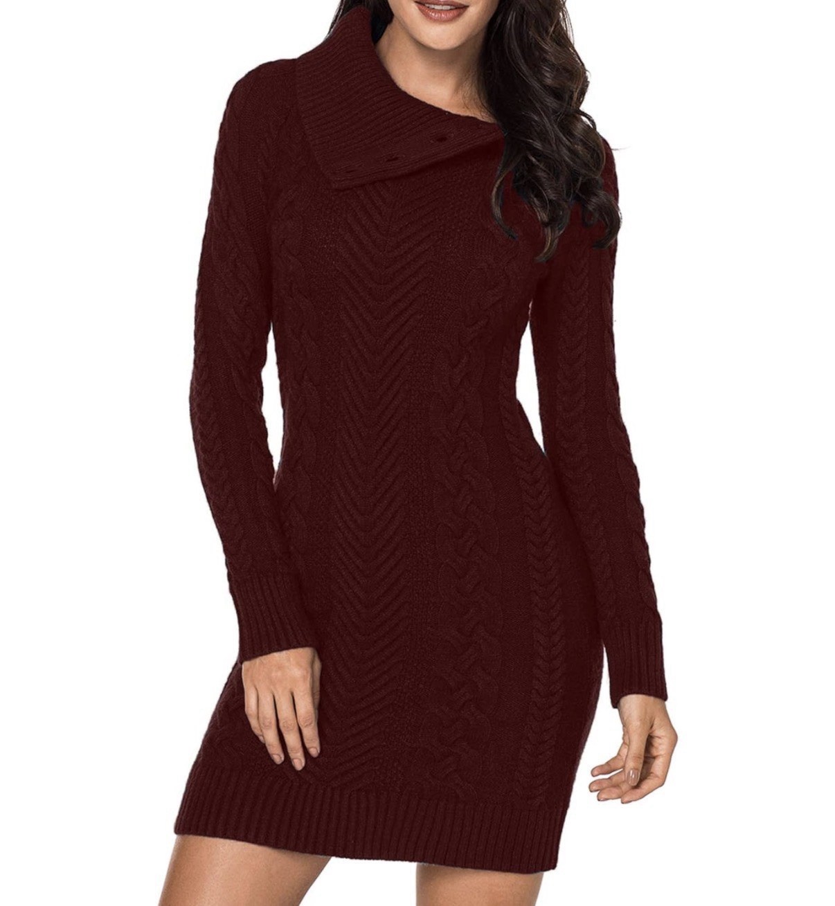 BLENCOT Women’s Turtleneck Long Sleeve Cable Knit Sweater Dress Size S