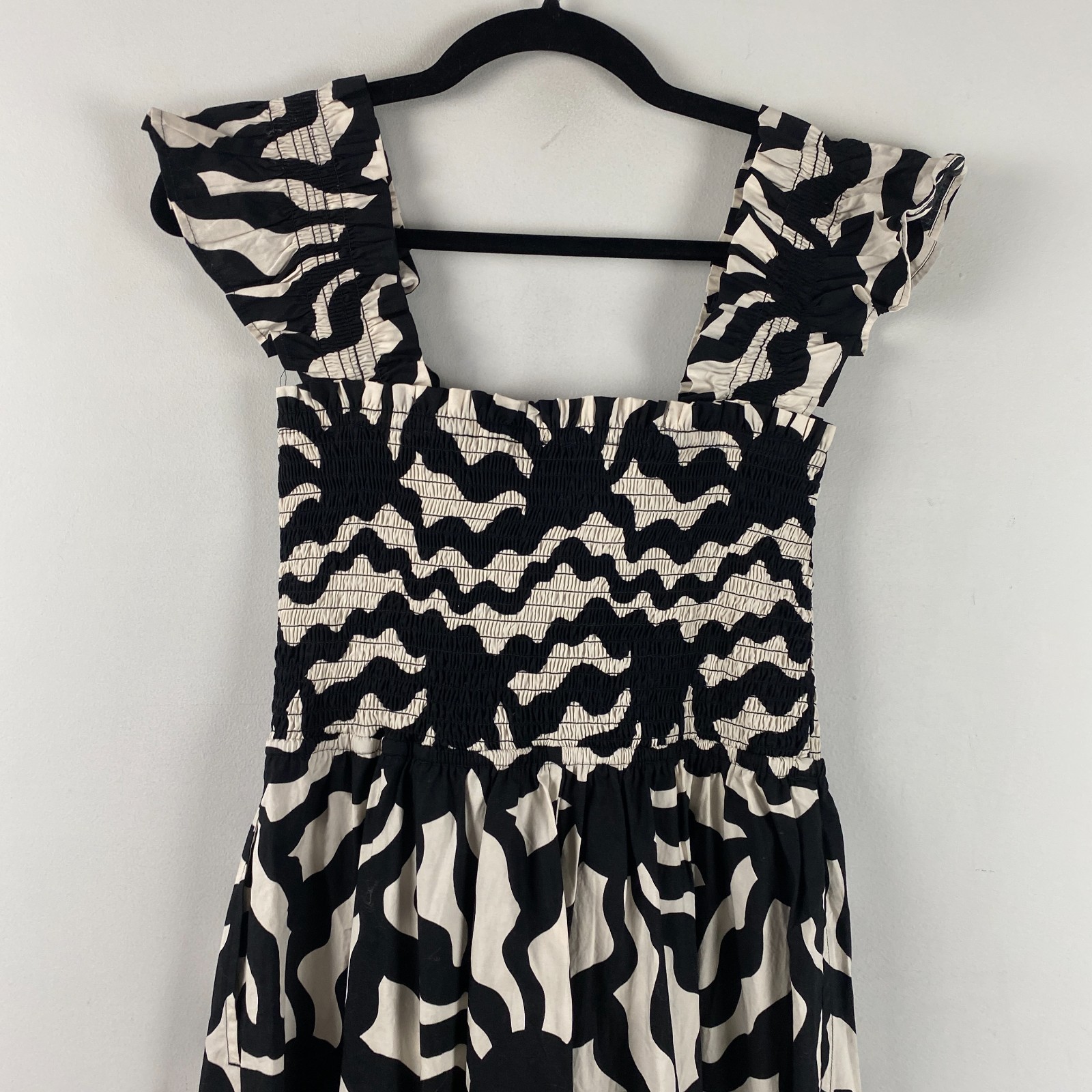 LOFT Beach Sunny Poplin Ruffle Strap Maxi Pocket Dress Size Small Cotton