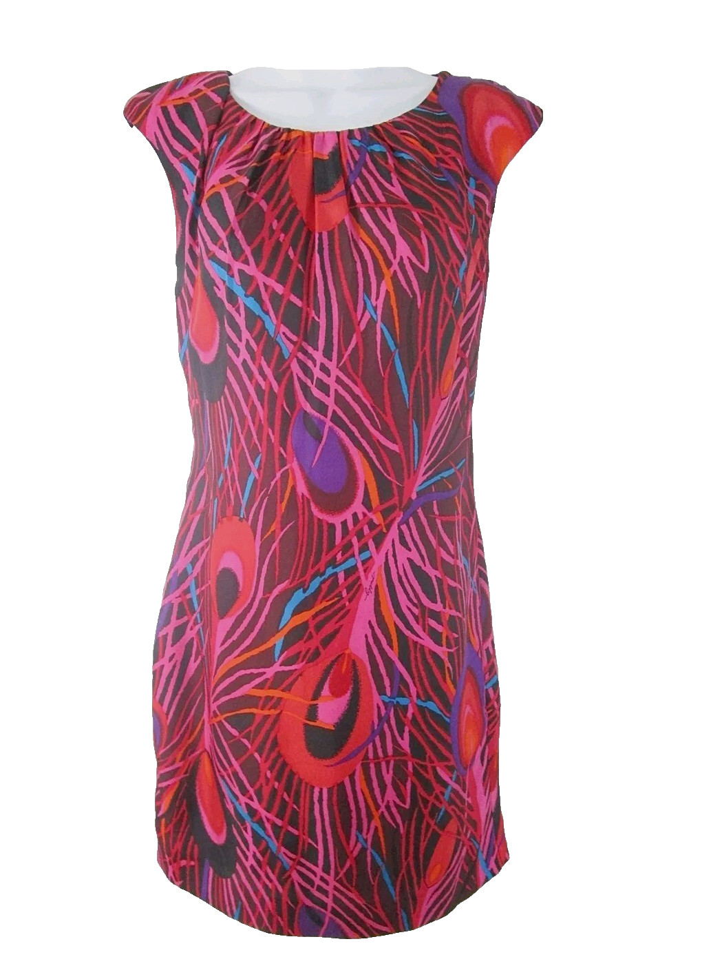 Milly of New York Sleeveless Silk Red Pink Floral Dress Size 6