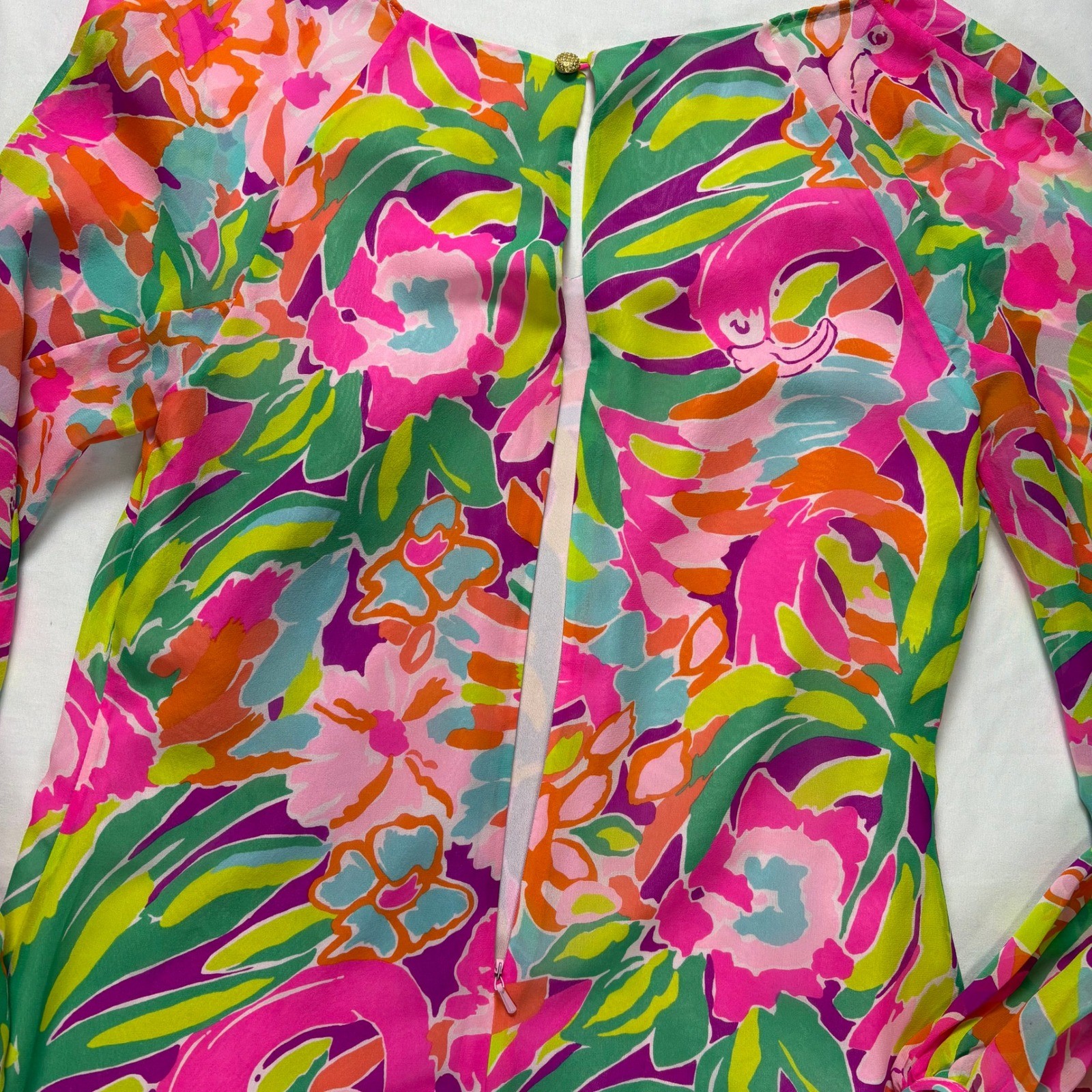Lilly Pulitzer Caleigh Silk Tunic Mini Dress 2 Flamingo Resort Going Out Bright