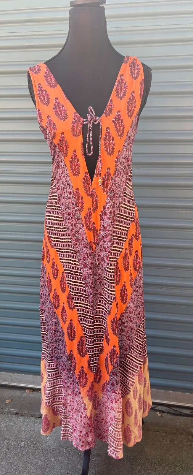 FREE PEOPLE Boho Multicolor Laced Front & Back Midi/Maxi Dress ~ 2