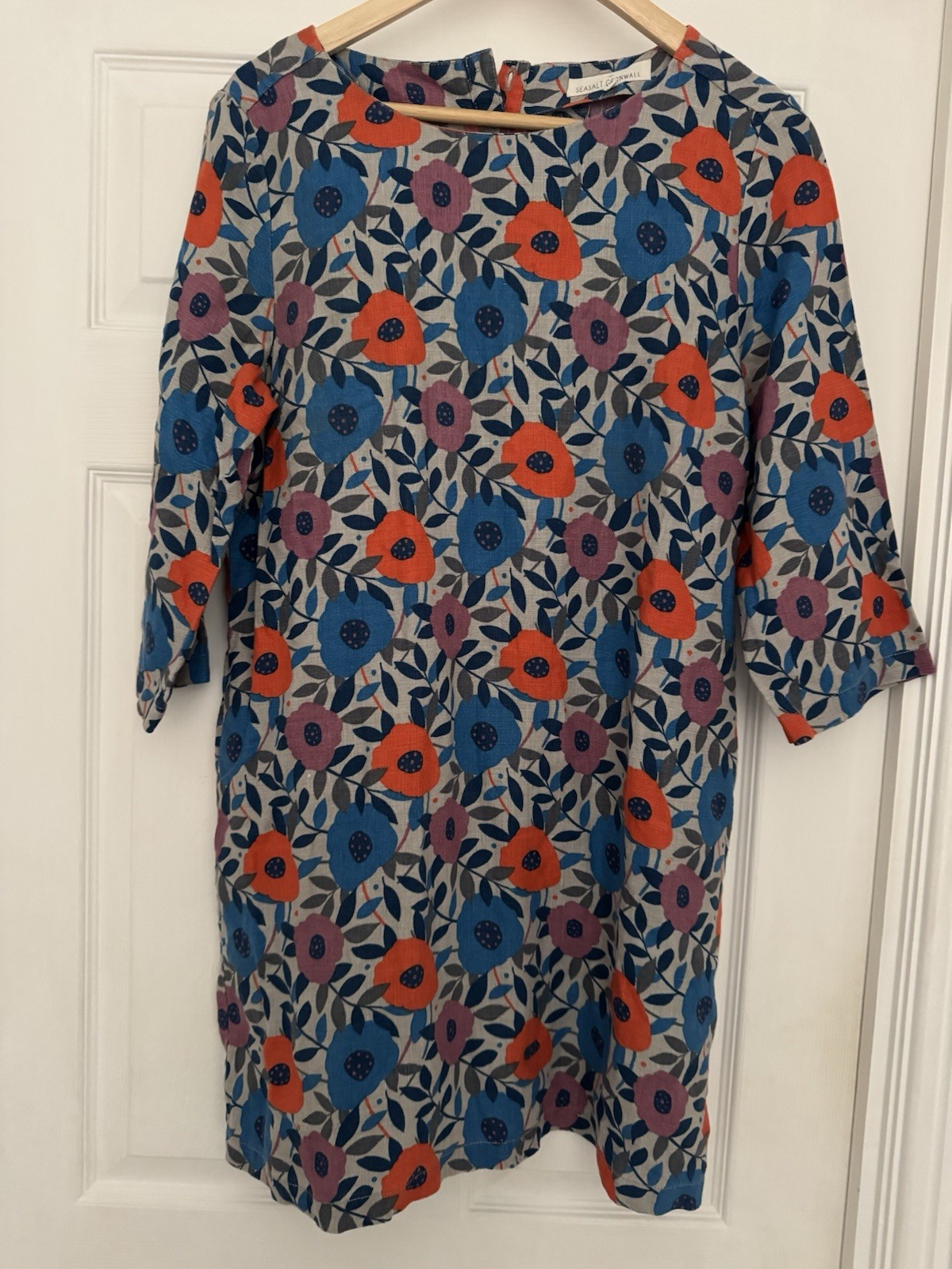 Seasalt Sol Blaze Tunic Dress size 10 poppy Flower Collage Cobble