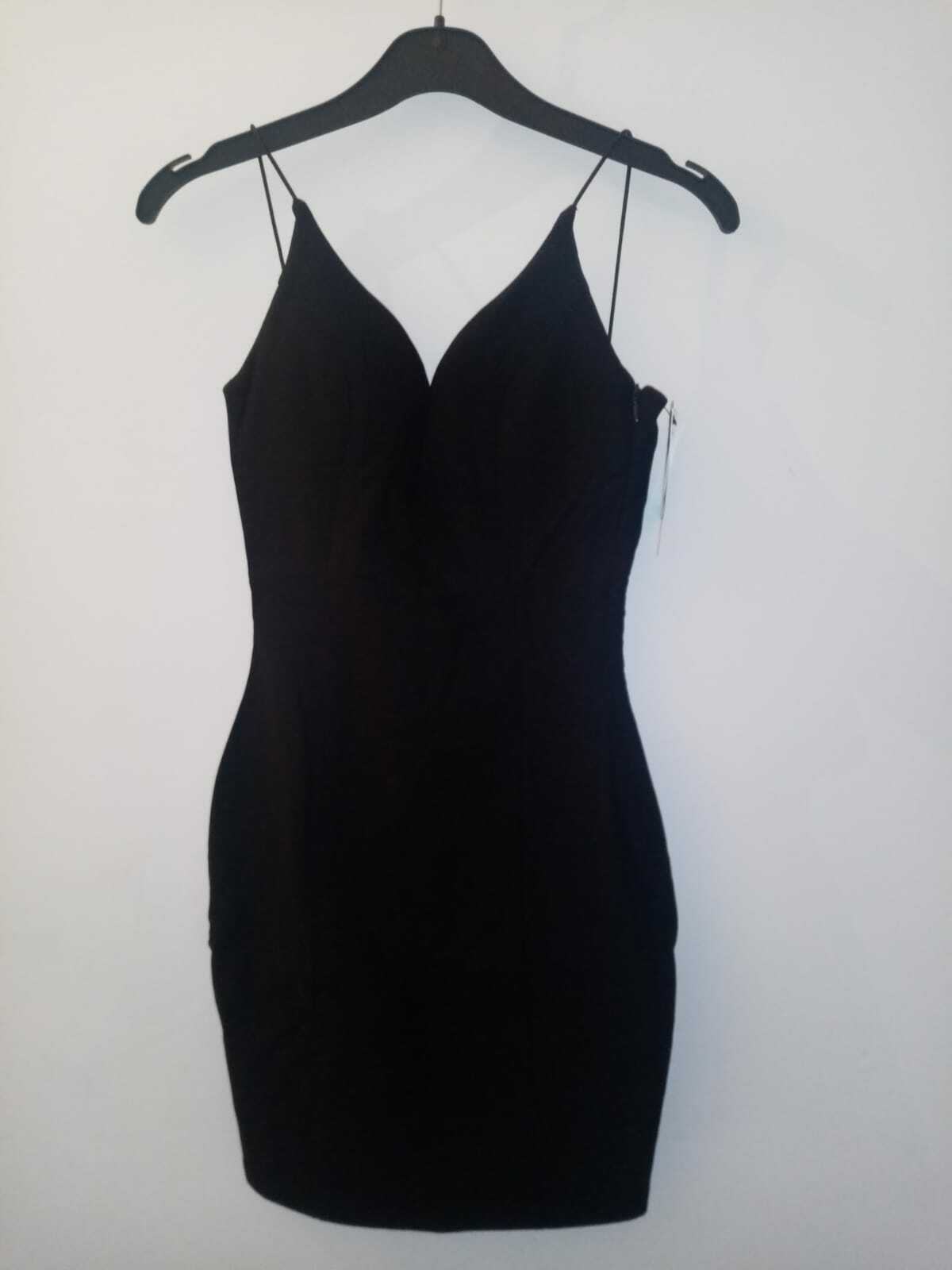 RARE LONDON V NECK CUP BODYCON MINI DRESS BLACK SIZE UK 6 NH012 LL 02