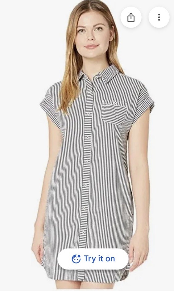 NWT Vineyard Vines Black White Cotton Shirt Dress Women Sz 2 Collared Button