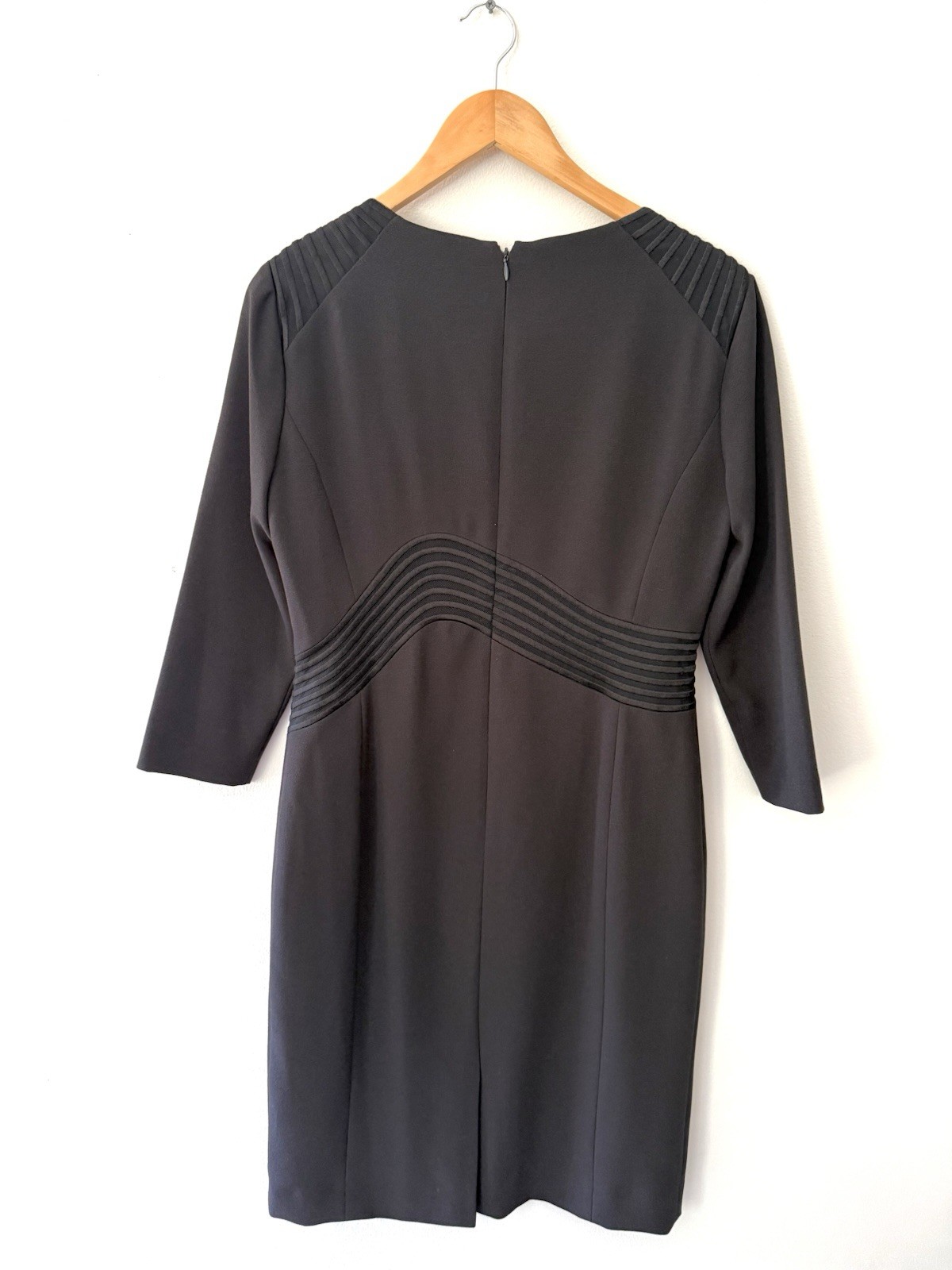 ANTONIO MELANI Black Wave Midi Sheath Dress Size 8 Cocktail Wedding Guest Chic