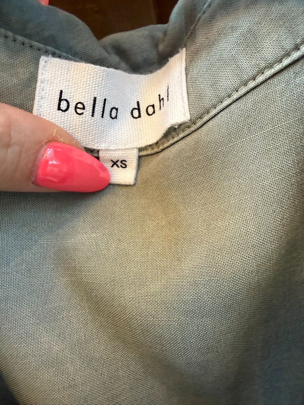Bella Dahl 100% Tencel Lyocell Sleeveless Shirt Dress XS Taupe Pocket Midi
