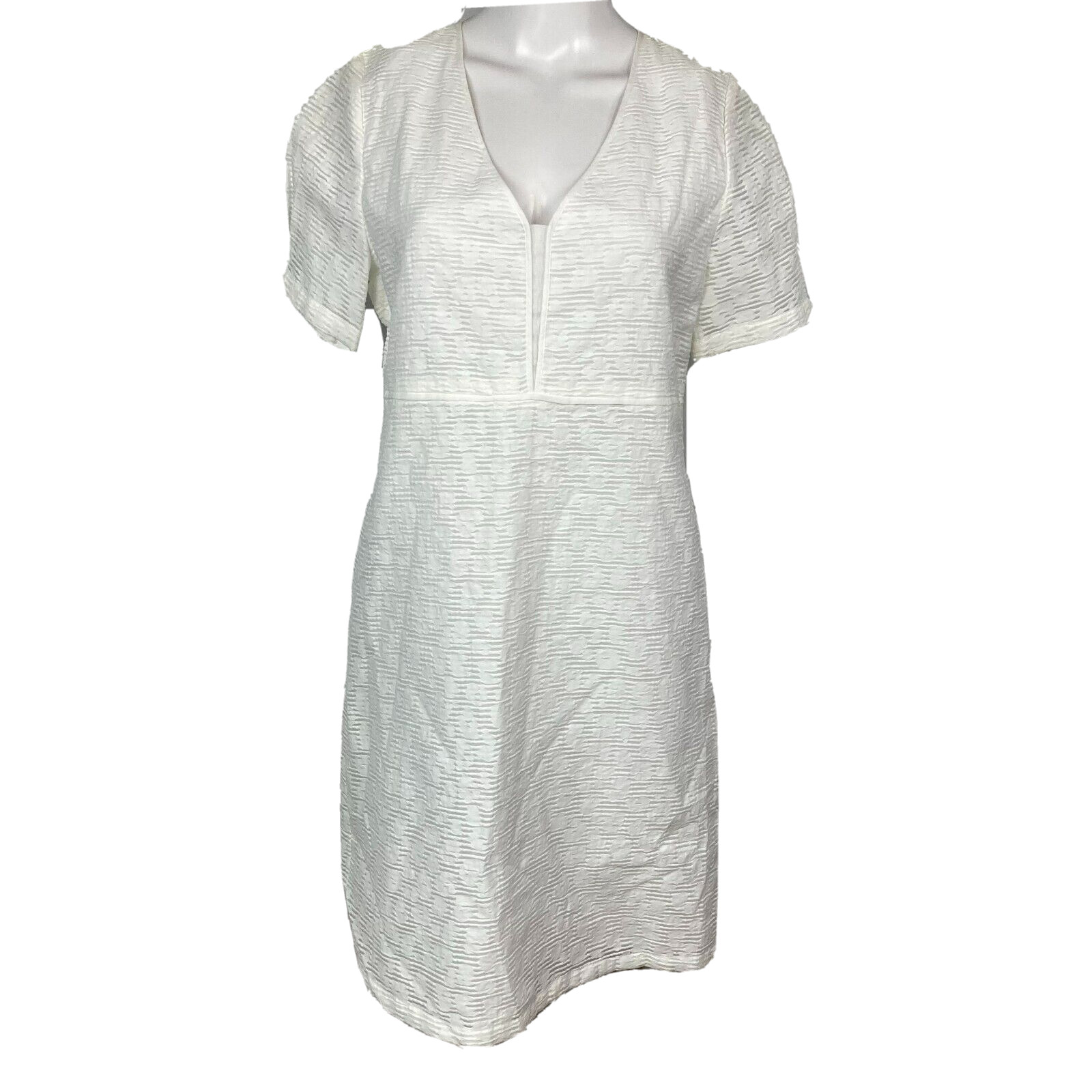 NWT Gerard Darel Paris Dress Womens Sz 38 US 6 White Cotton V Neck Short Sleeve