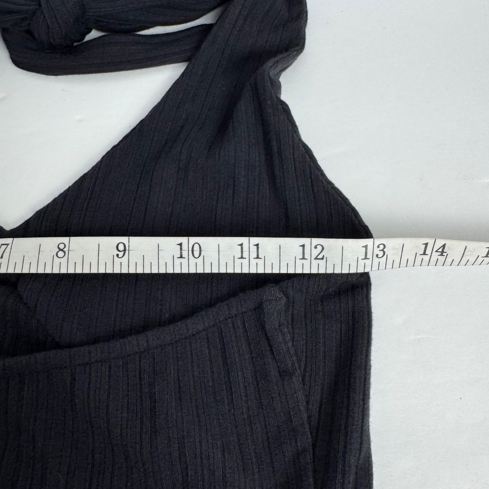 L*Space Black Bodycon Tie Halter Dress Size SM Maxi Ribbed Stretchy Casual LBD