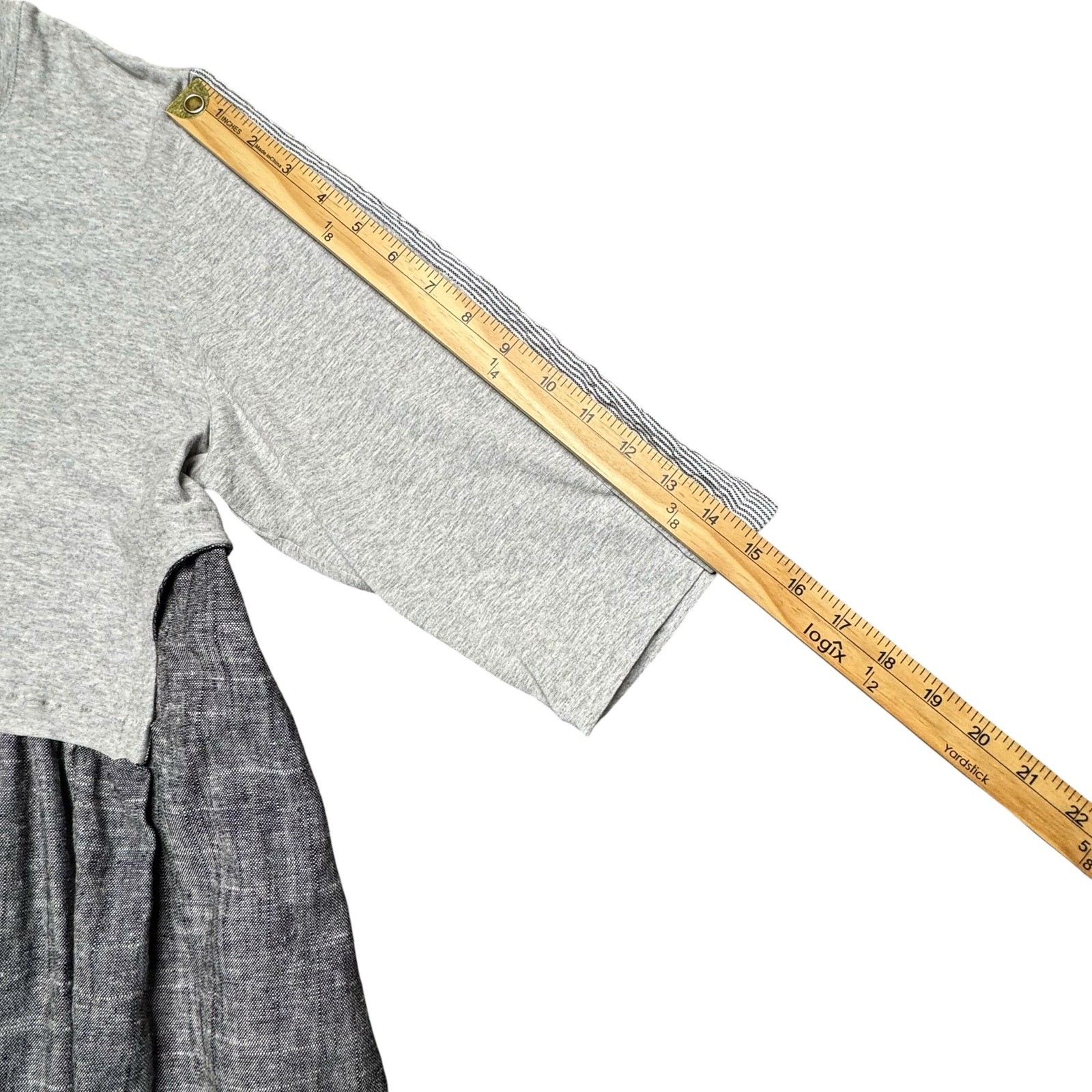 Gershon Bram Bottle Dress Linen Blend Gray Large Layered Colorblock Lagenlook