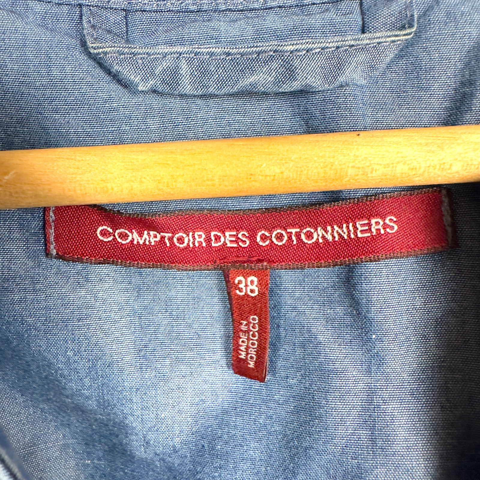 Comptoir des Cotonniers Lyocell Chambray Dress 38 S Blue Belted Minimalist
