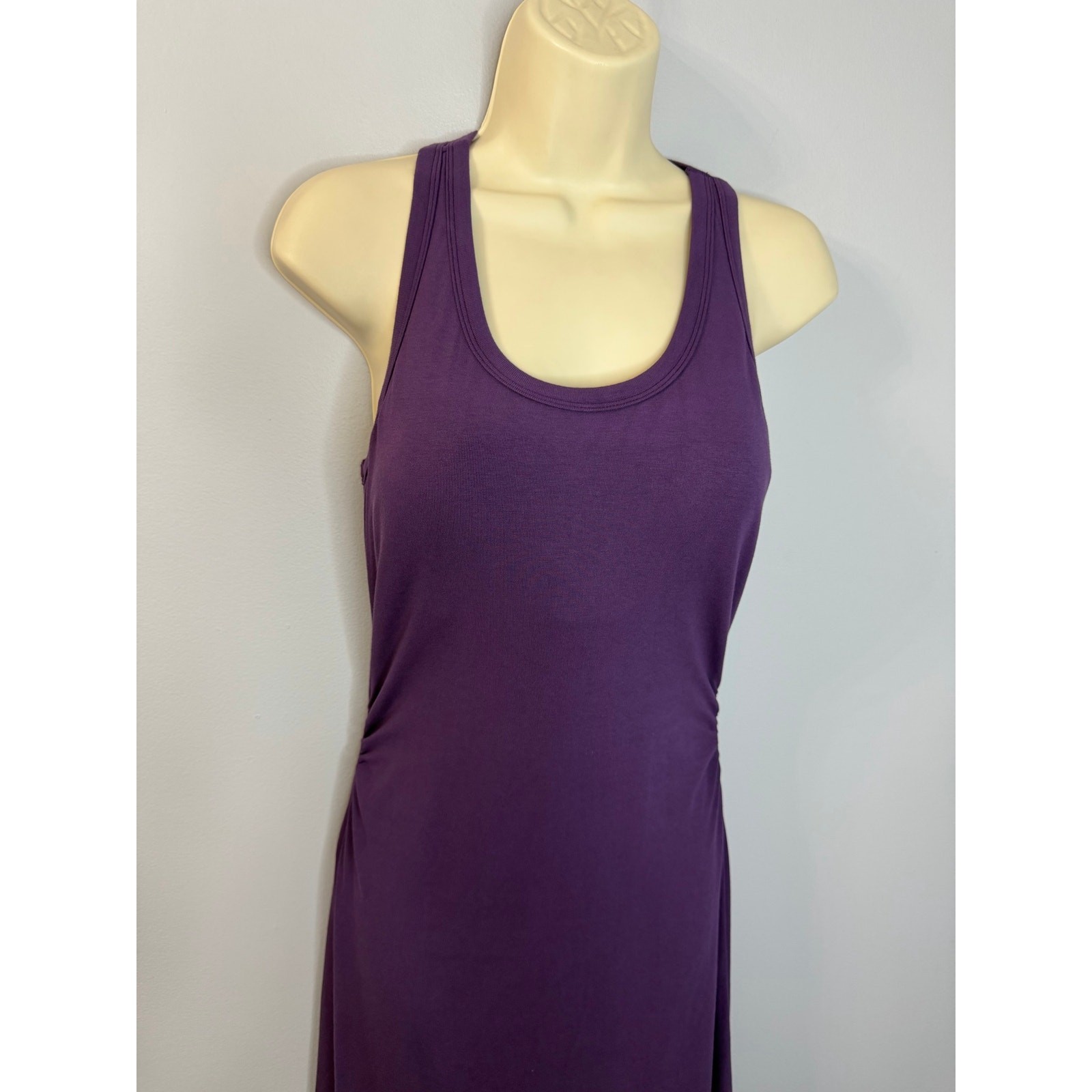 Halara Racerback Ruched Built-in Bra Midi Casual Dress Jersey Stretch Sz M New