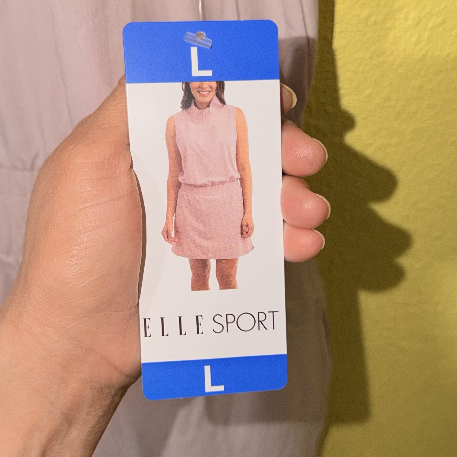 ELLE Sport Pink Knit Collared Half-Zip Shift Dress Pockets Stretch Short L