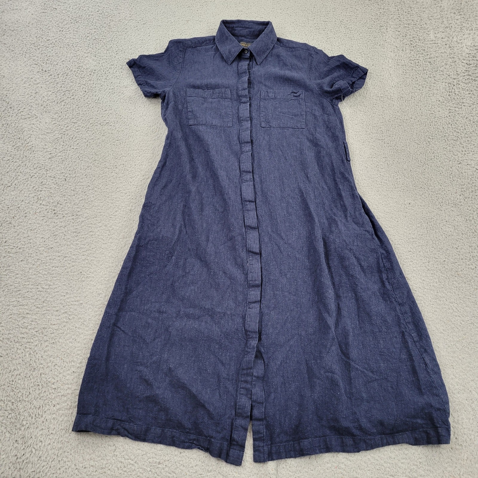 Pendleton Linen Dress Womens Small Blue Buttons Pockets Woolen Mills