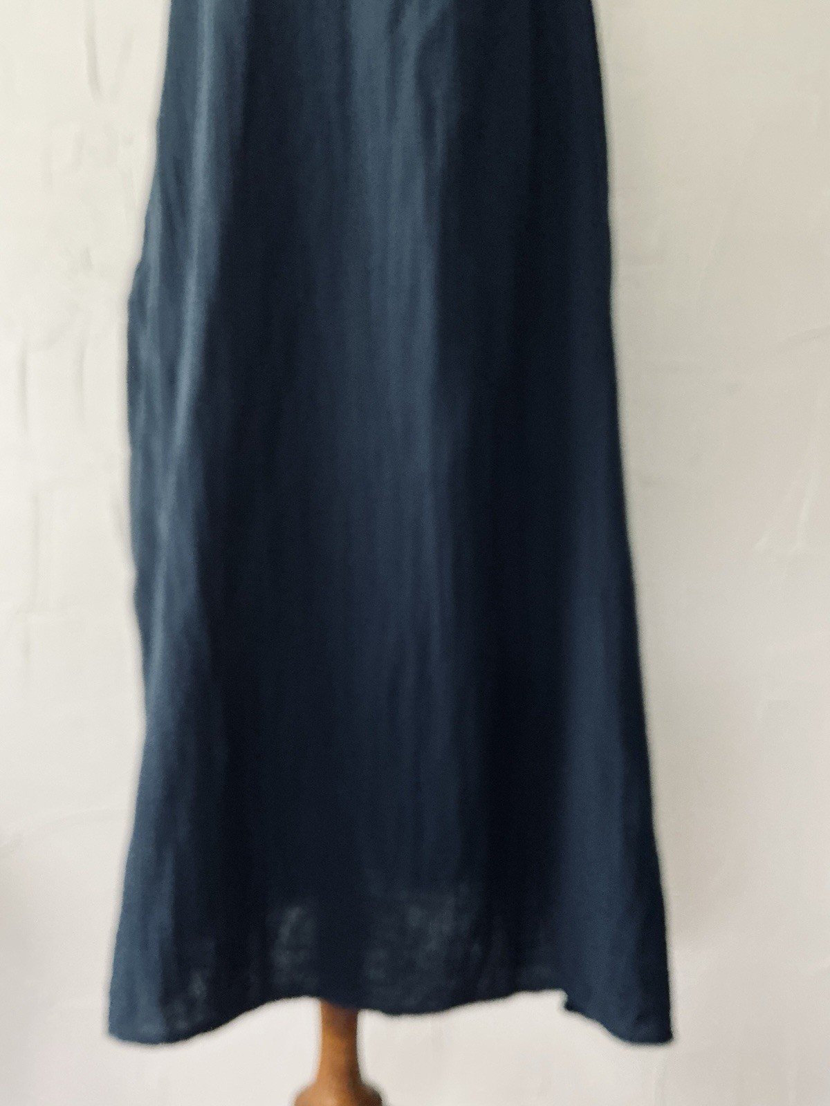 Time & Tru Sun/Tent Dress Maxi Drawstring Slit Cotton Tassels M(8-10) Navy Blue