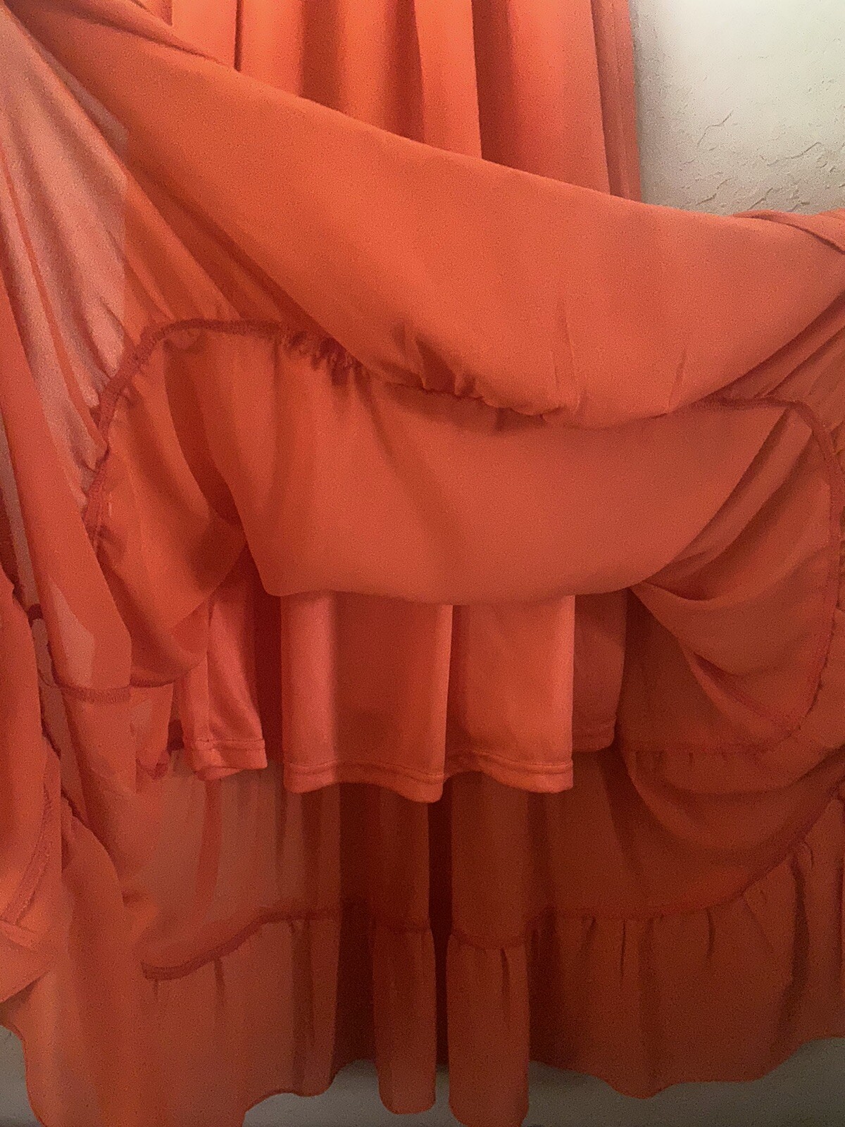 She + Sky Coral Red Off-the-Shoulder L Midi Dress Spaghetti Straps Summer Dress