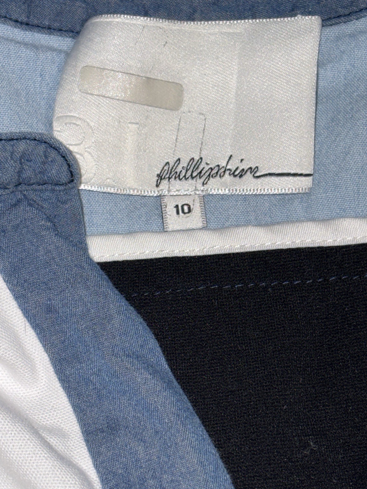 3.1 Phillip Lim Patchwork Chambray Denim Pocket Mini Dress Size 10 MSRP $695