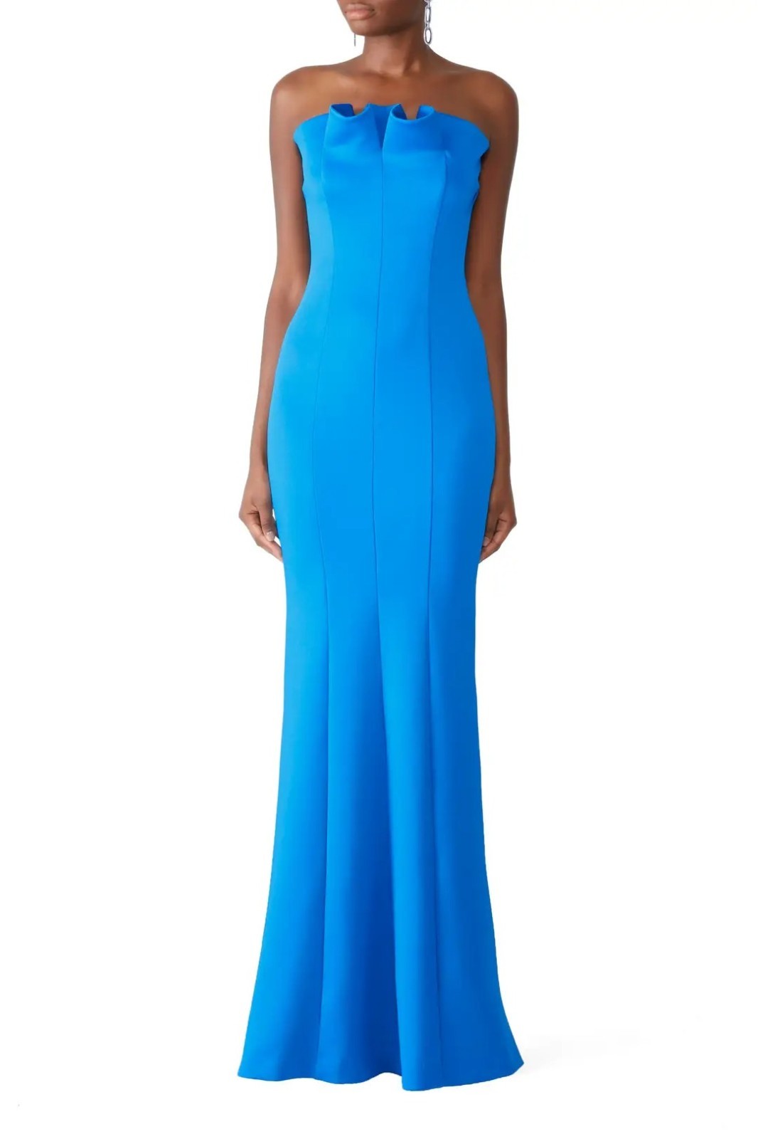 $575 NWT Black Halo Strapless Mermaid Gown Blue Formal Long Maxi Dress 0 XS