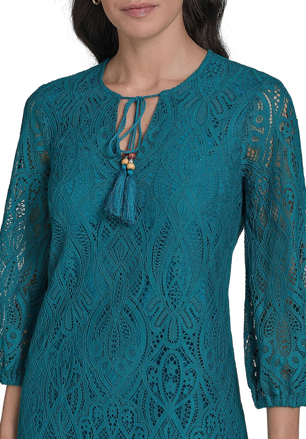 Jessica Howard Womens Petite 3/4-Sleeve Lace Shift Dress 10 Teal – NWT $129