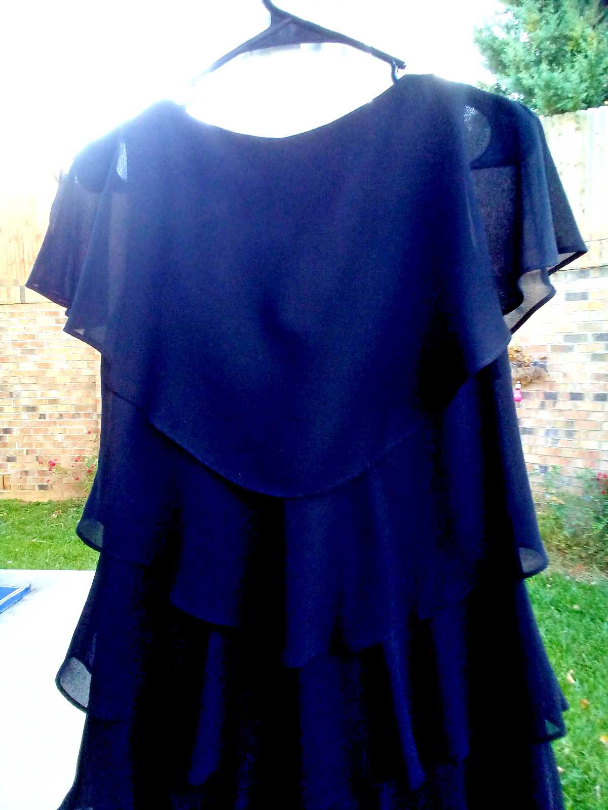 KS Petite Collection Layered Ruffeled Cocktail Dress Size 4 Black Sophisticad
