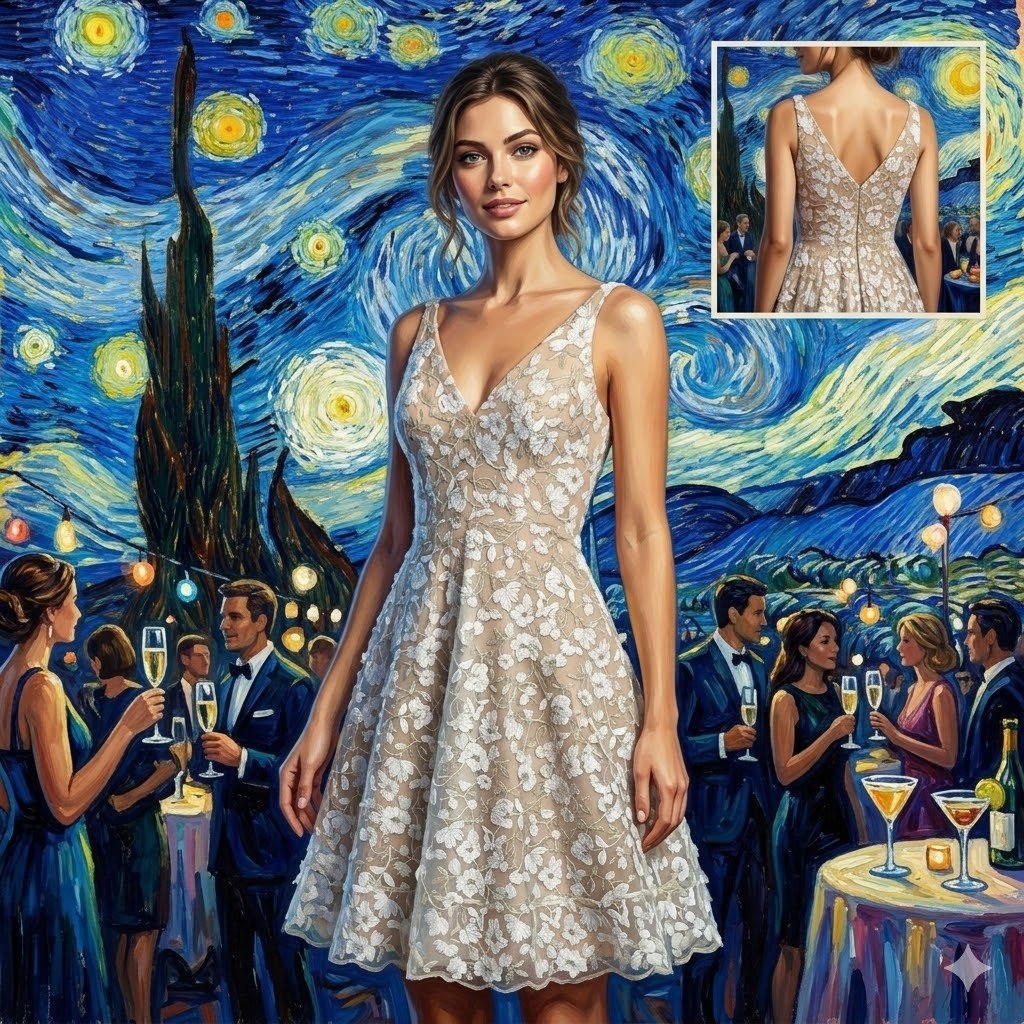 Dress The Population Elisa White Floral 3D Embroidery Dress Medium DDR424-K542