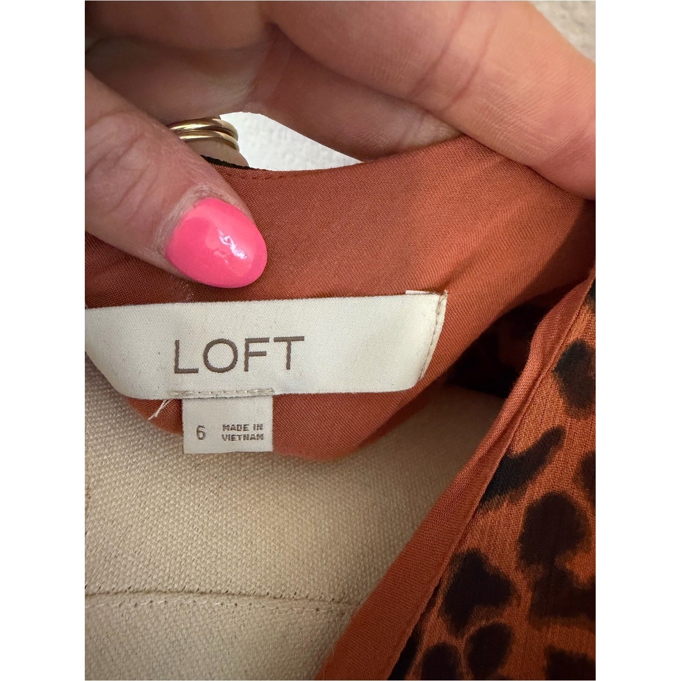 Loft by Ann Taylor Leopard Print V-Neck Long Sleeve Midi Dress – Brown Size 6