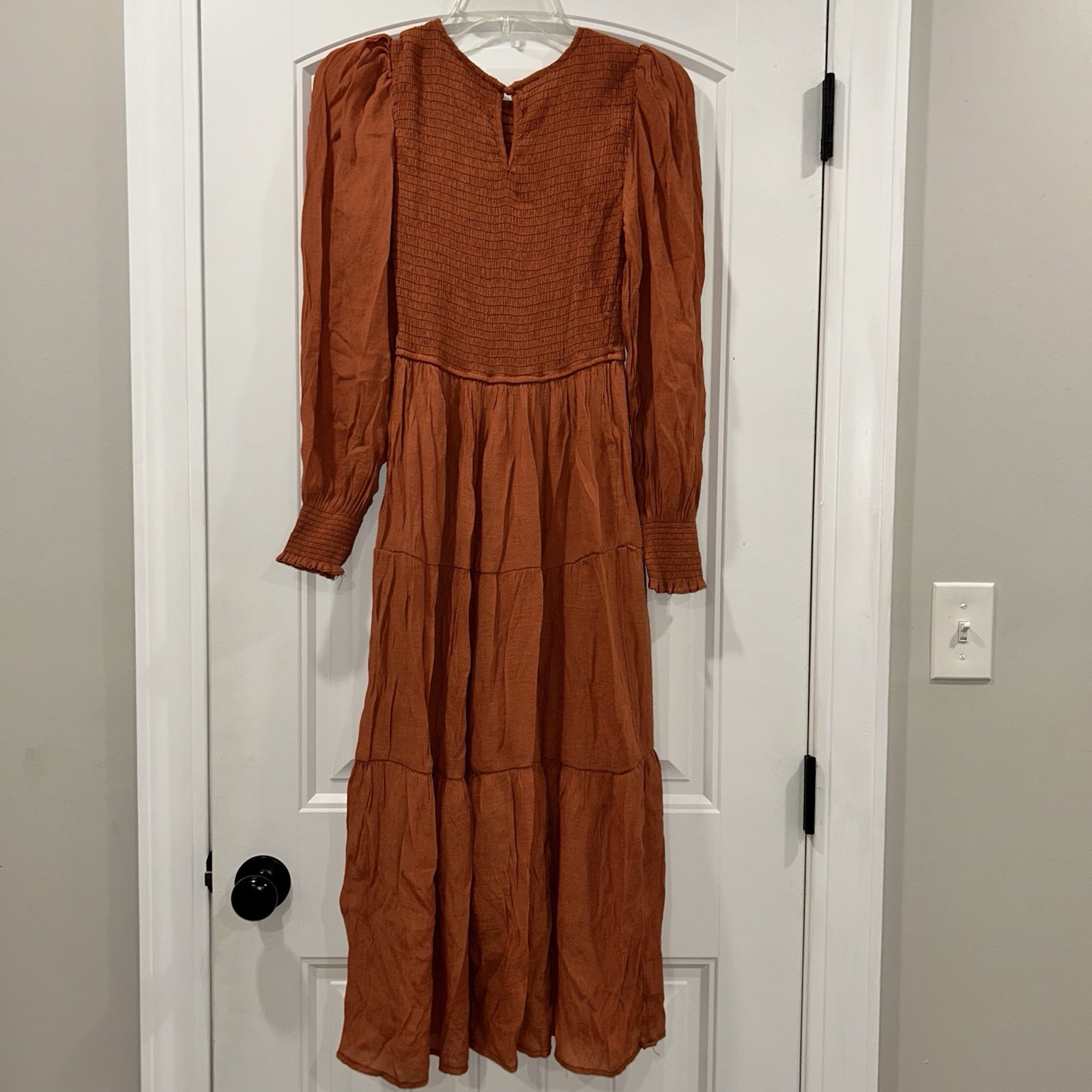 Blu Pepper Rust Smocked Bodice Maxi Dress