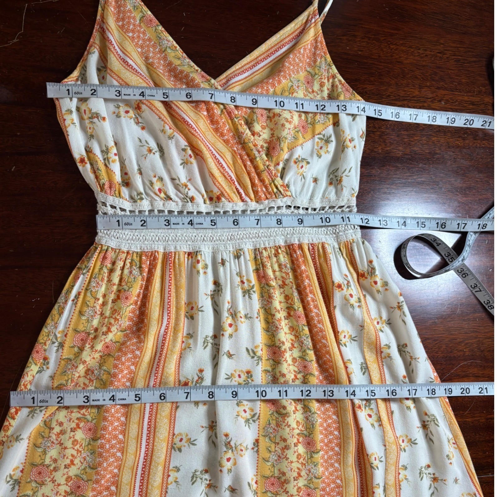 Justify Womens Maxi Sun Dress M Cottage Floral Crochet 70s Boho Prairie Festival