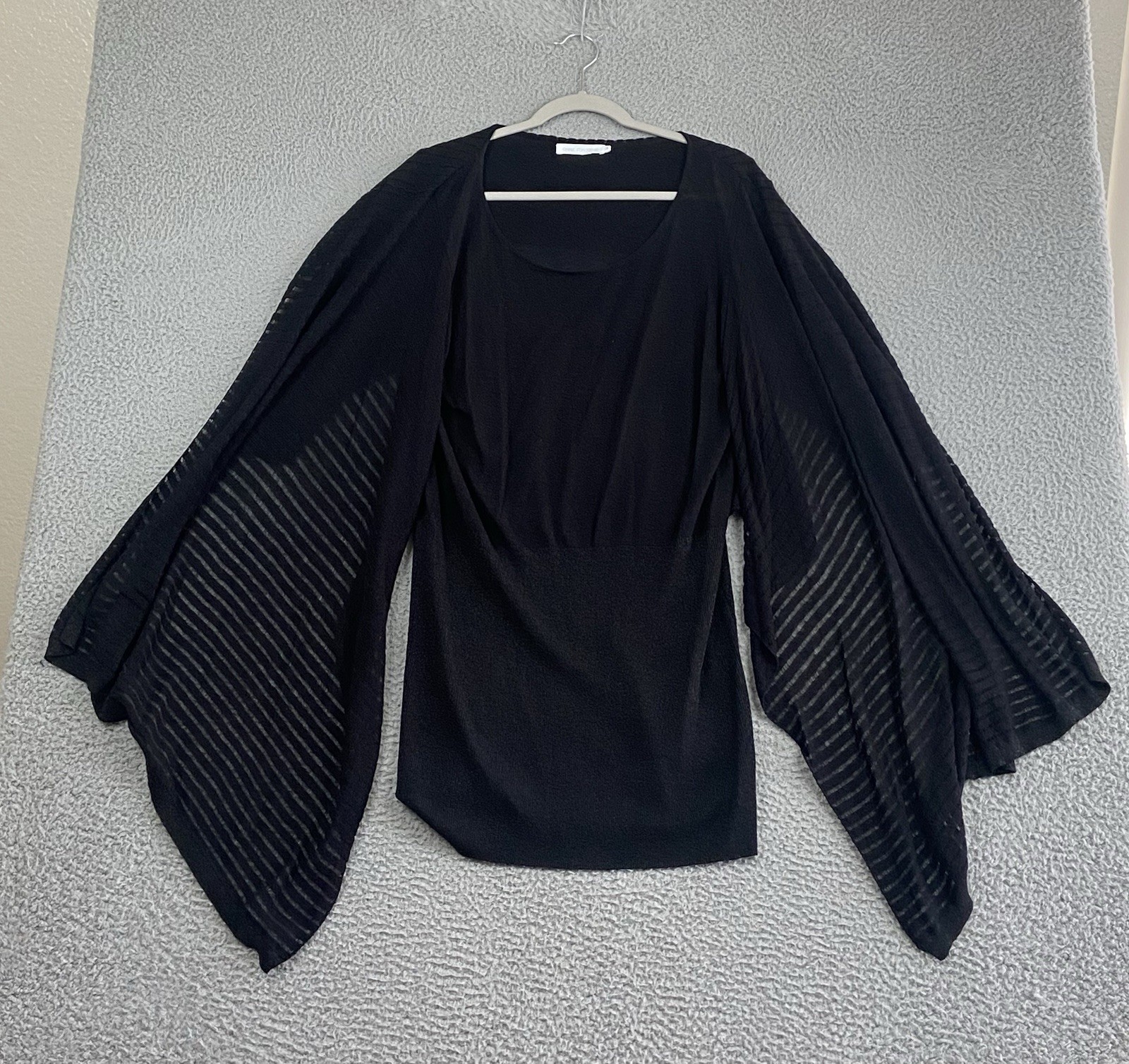 Anne Fontaine Black Knit Butterfly Sleeve Metallic Bodycon Mini Dress 44 Aiko