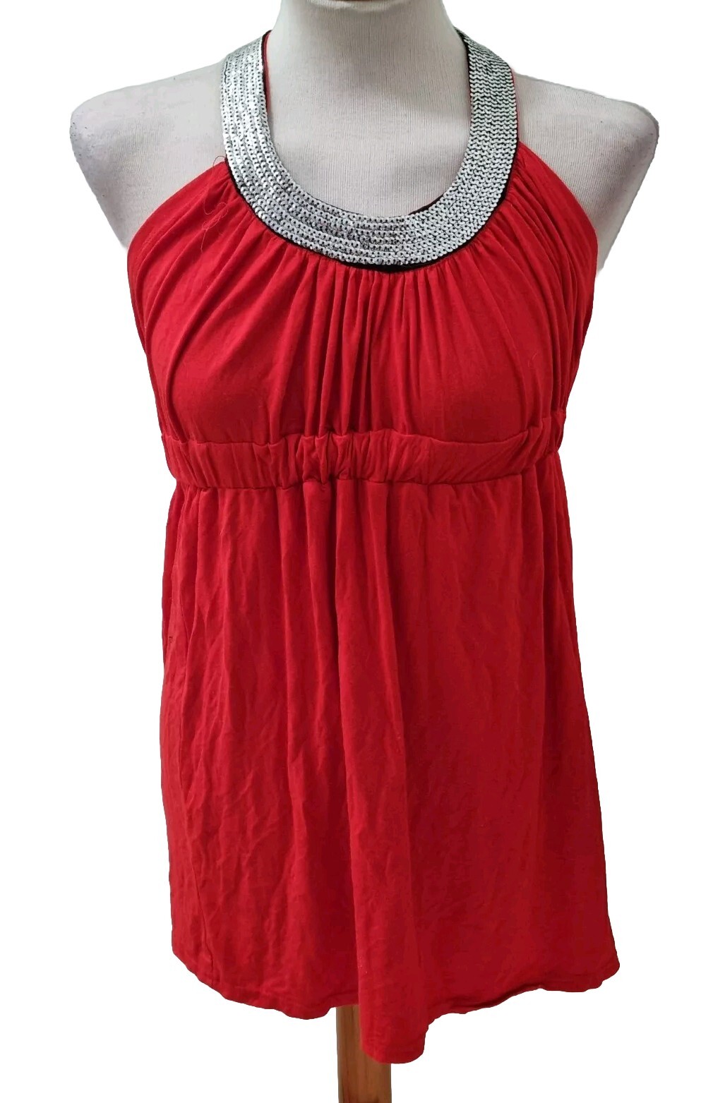 UK8/10 S Sexy Sequins Cross Back Clubbing Disco Party Mini Dress Tunic Top SALE