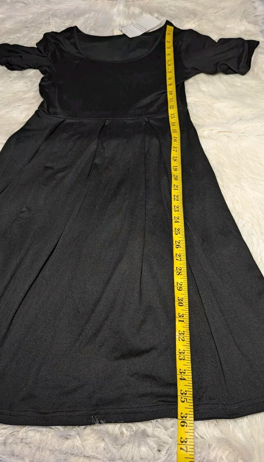 NINEXIS Solid Black HIGH WAIST Dress Short Sleeves STRETCH Women’s Size Medium
