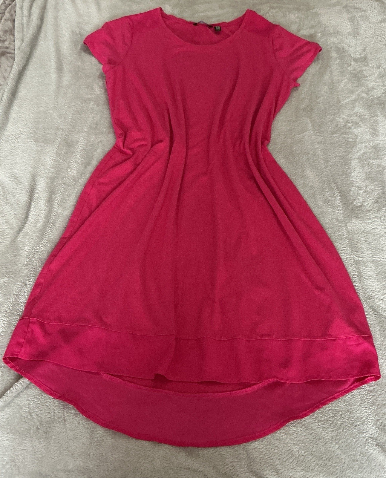 H by Halston Pink Stretch Jersey Midi Dress UK 2XL Petite UK 22/24 Hi Low Hem