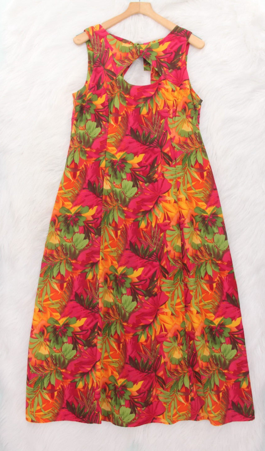 Vintage 90s Farm Party Floral Vacation Resort Size 16 Maxi Dress SL Fashions Rio