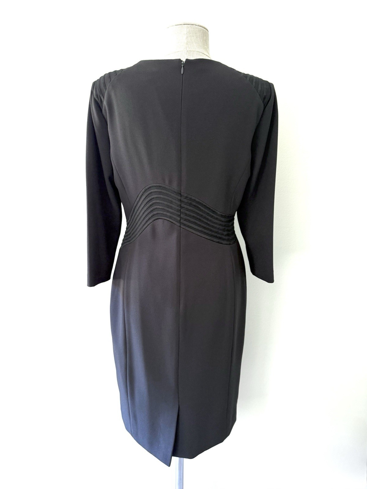 ANTONIO MELANI Black Wave Midi Sheath Dress Size 8 Cocktail Wedding Guest Chic