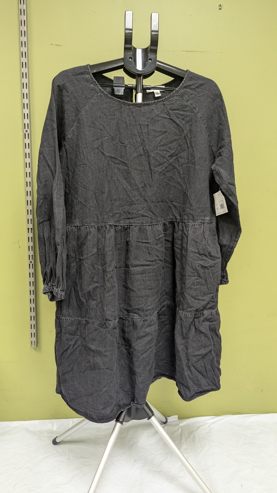 Beach Lunch Lounge Lidia Tiered Shirt Dress Black Long Sleeve Women’s Size XL