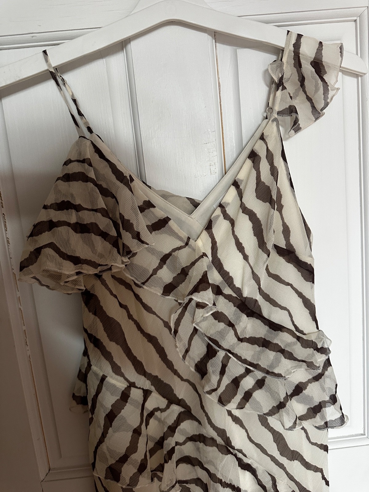 Future Collective Zebra Print One Shoulder Ruffle Maxi Dress 2XS, S, M, L, XL 1X