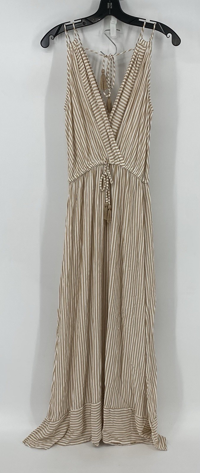 Blue Island Tan Striped Size Small Stripe Maxi Sleeveless Dress NWT