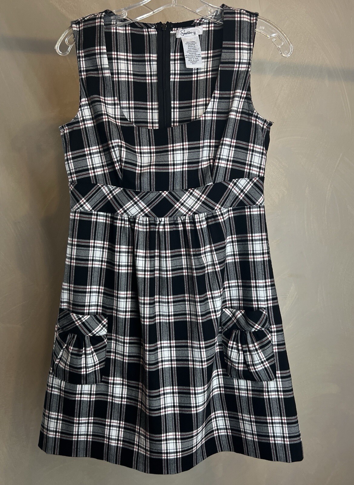 Speechless Women’s Plaid/tartan Clueless Academia Jumper Dress W/Pockets|Size:7