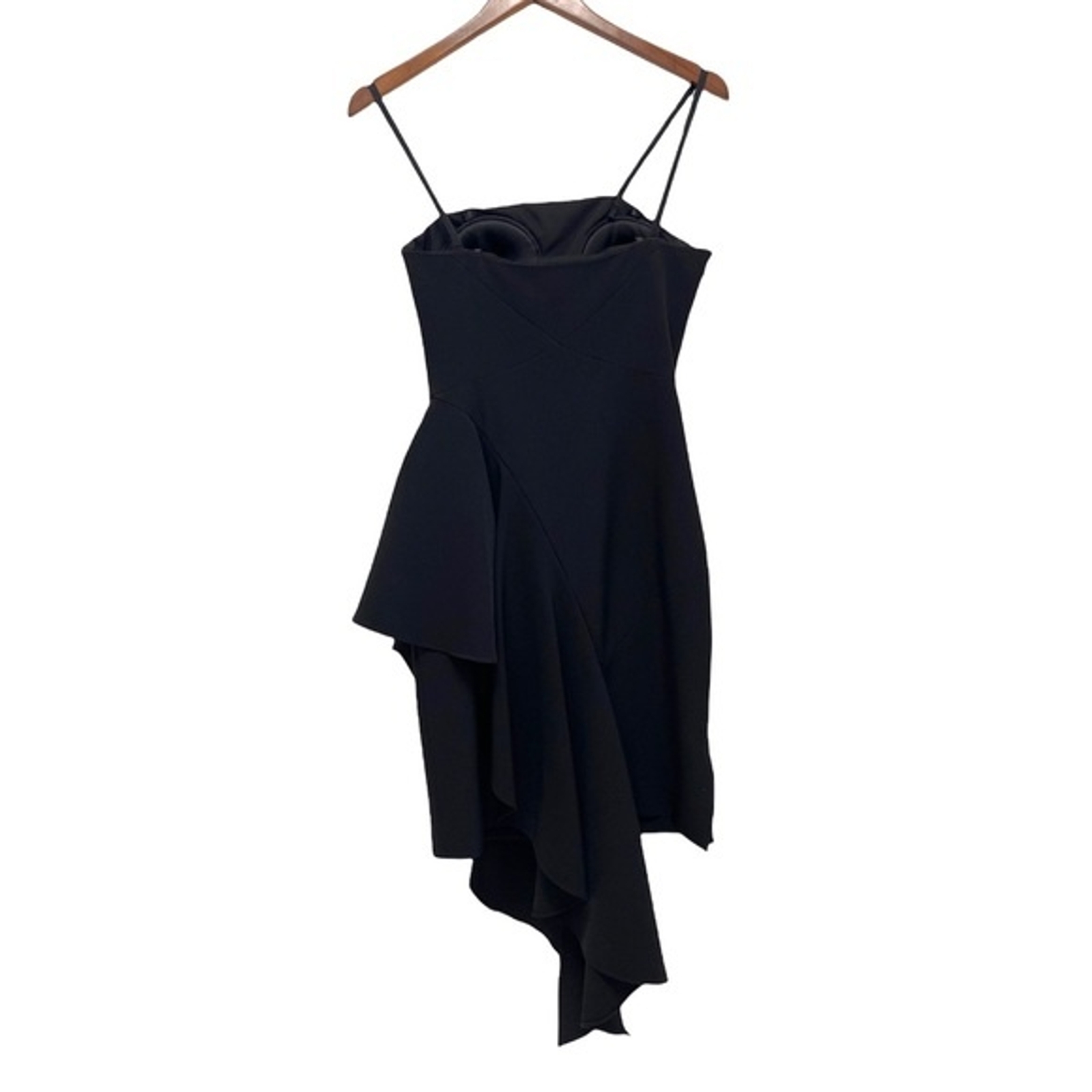 Milly Ruffle Spaghetti Strap Black Dress Stretch Cocktail Party Formal Size 0