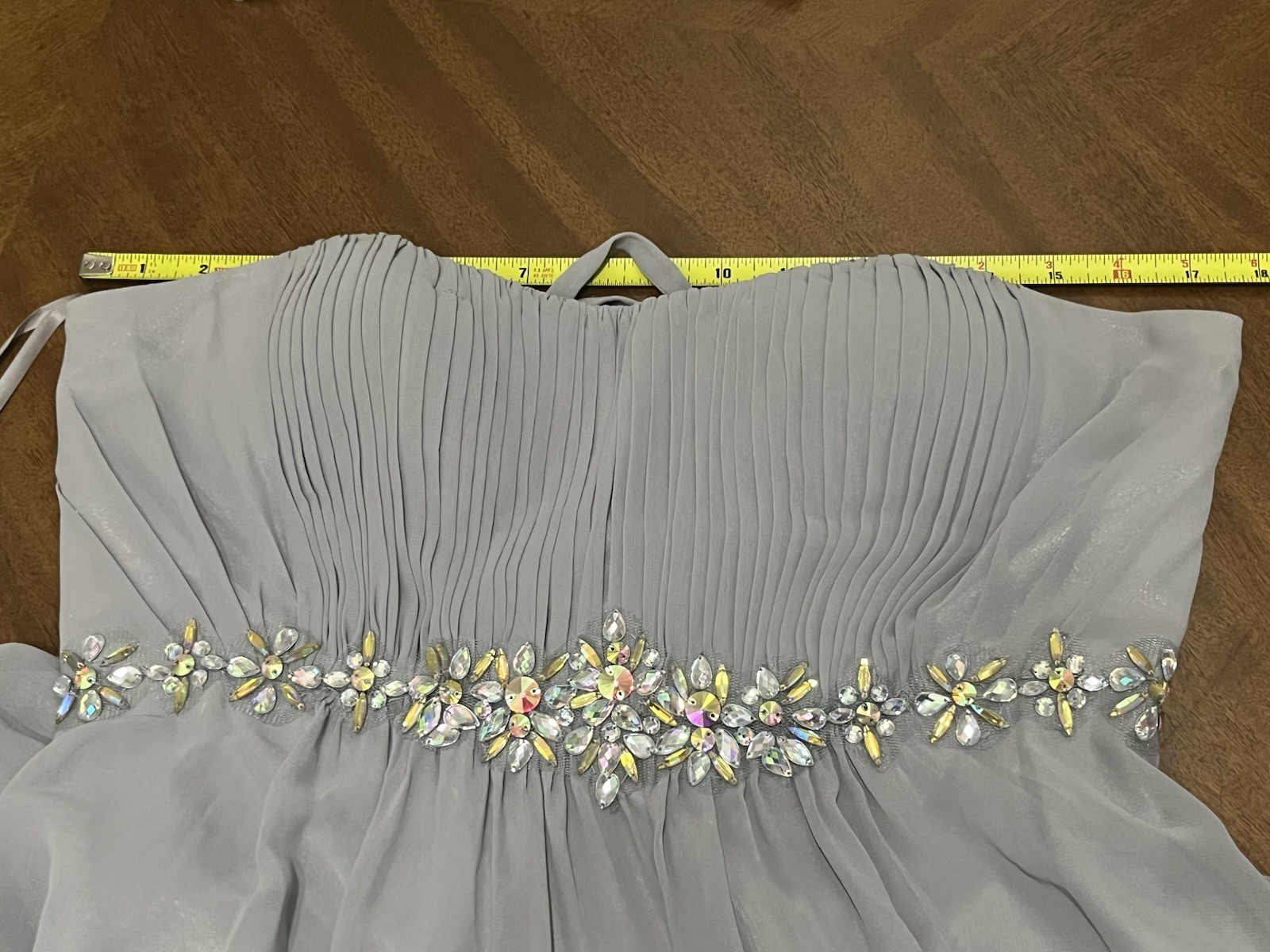 Fiesta Fashion Size L (8-10) Grey Strapless Formal Dress Long Gown Prom NWT