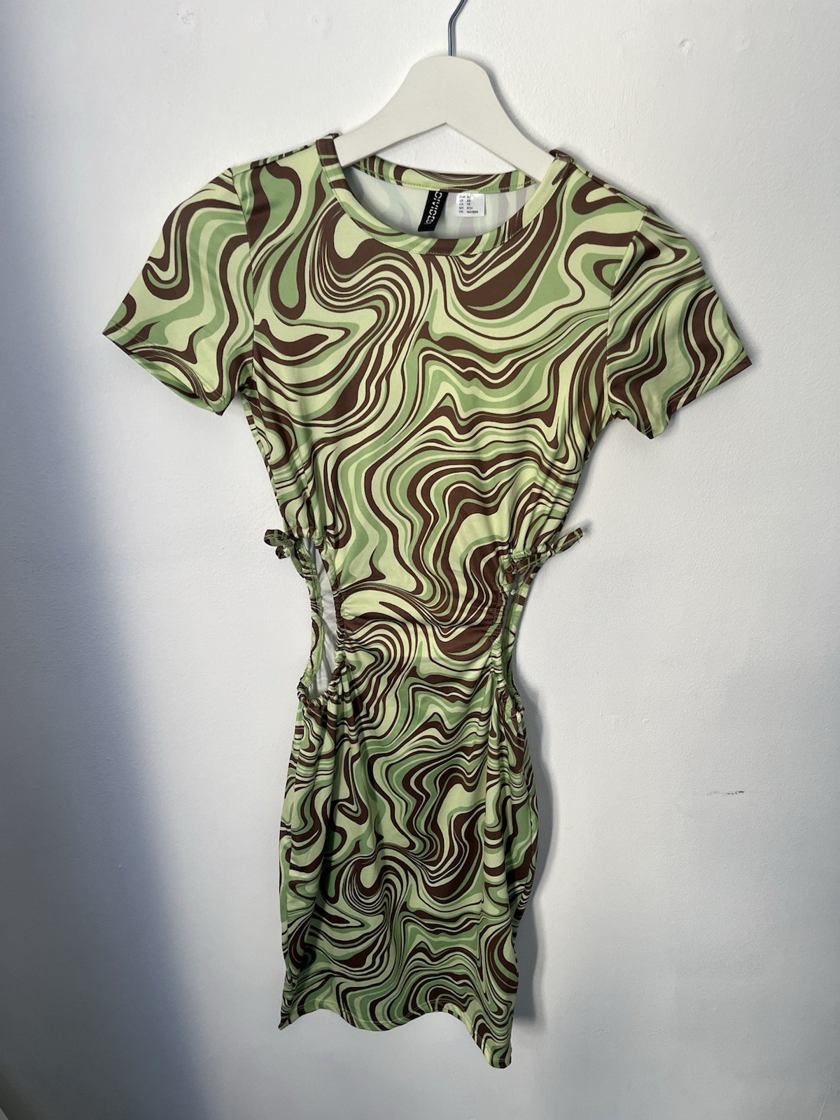 Women’s Green/brown wavy Pattern Bodycon Dress. H&M. Size Xs
