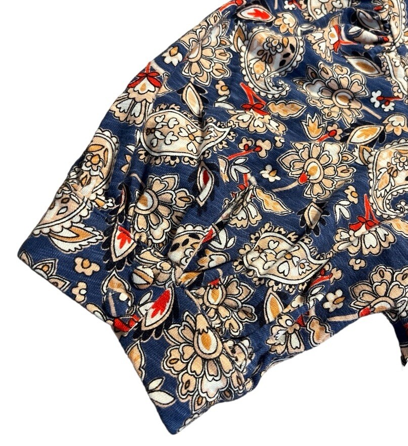 NWT BODEN V Neck Puff Sleeve Paisley Print Jersey Mini Dress 100% Cotton Sz 2R